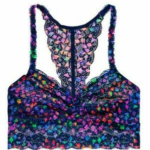 Navy and Rainbow Lace Racerback Bralette